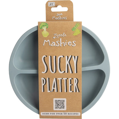 Little Mashies Silicone Sucky Platter Plate Dusty Blue