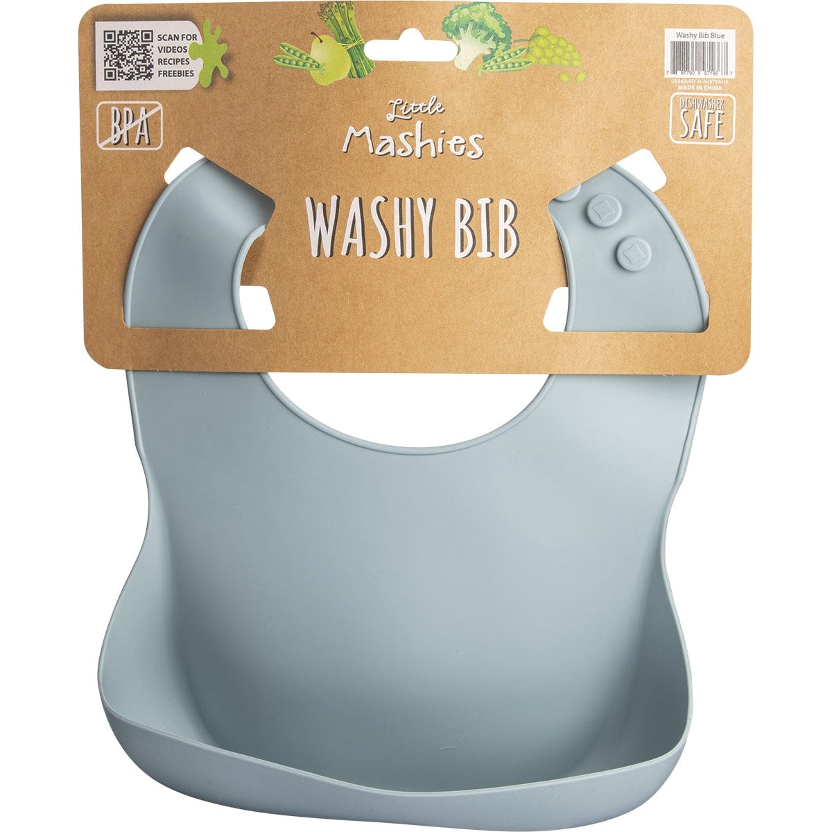 Little Mashies Silicone Washy Bib Dusty Blue