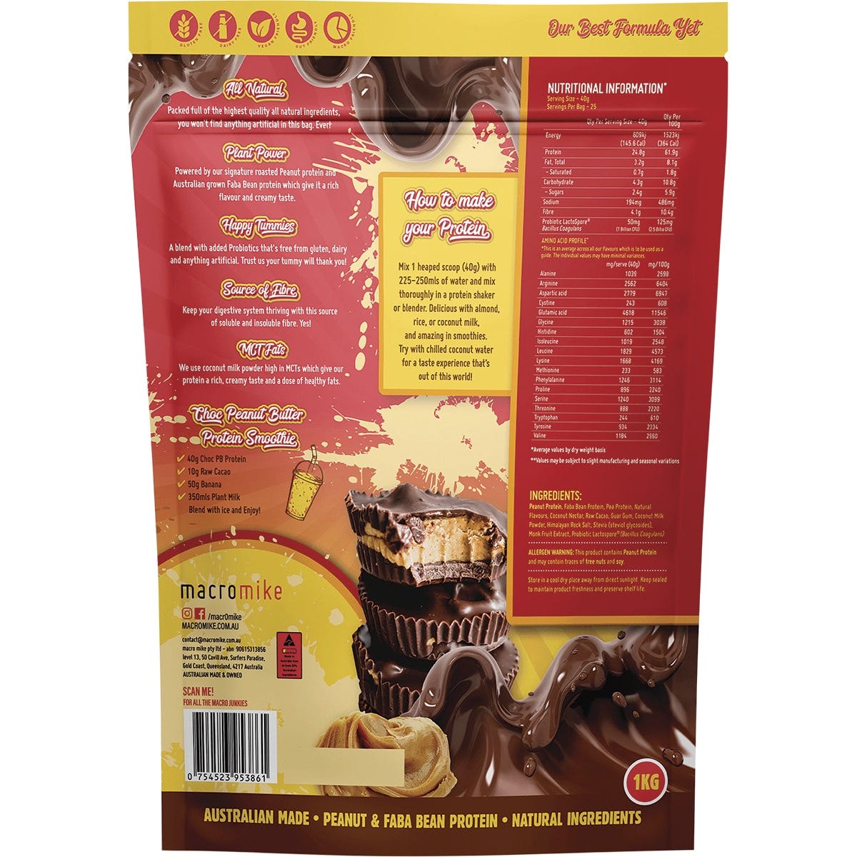 MACRO MIKE Peanut Plant Protein Choc Peanut Butter Cup 1kg