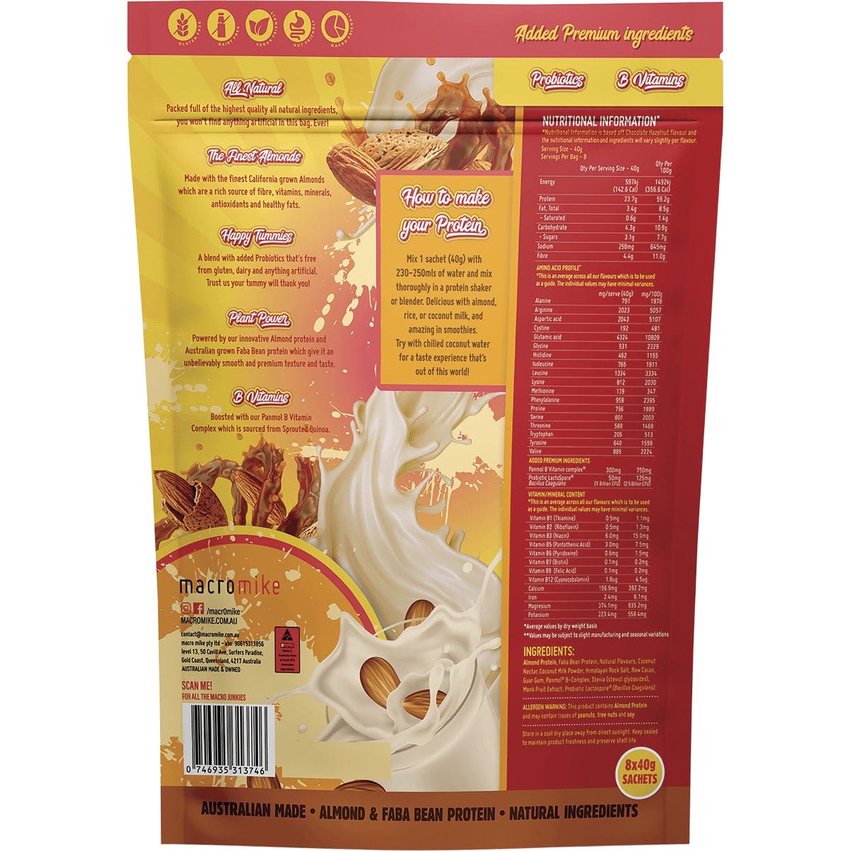 MACRO MIKE Premium Almond Protein Sample Pack 8x40g