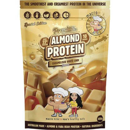 MACRO MIKE Premium Almond Protein Caramelised White Choc 400g