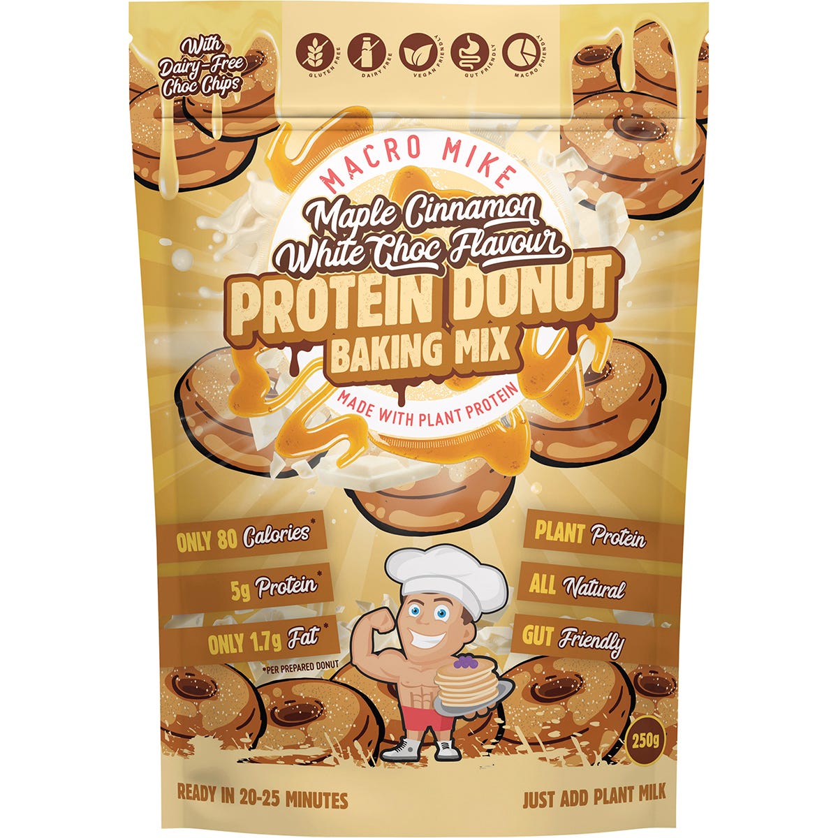 MACRO MIKE Protein Donut Baking Mix Maple Cinnamon White Choc Chip 250g