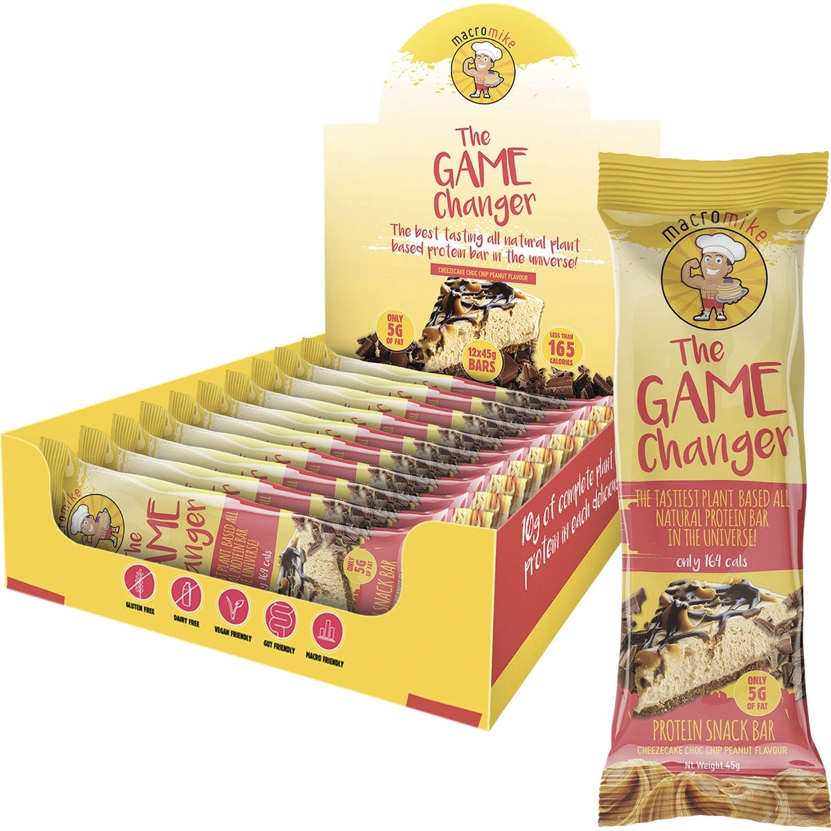 MACRO MIKE The Game Changer Protein Bar Cheezecake Choc Peanut 12x45g