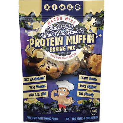 MACRO MIKE Muffin Baking Mix Almond Protein Blueberry White Choc 250g