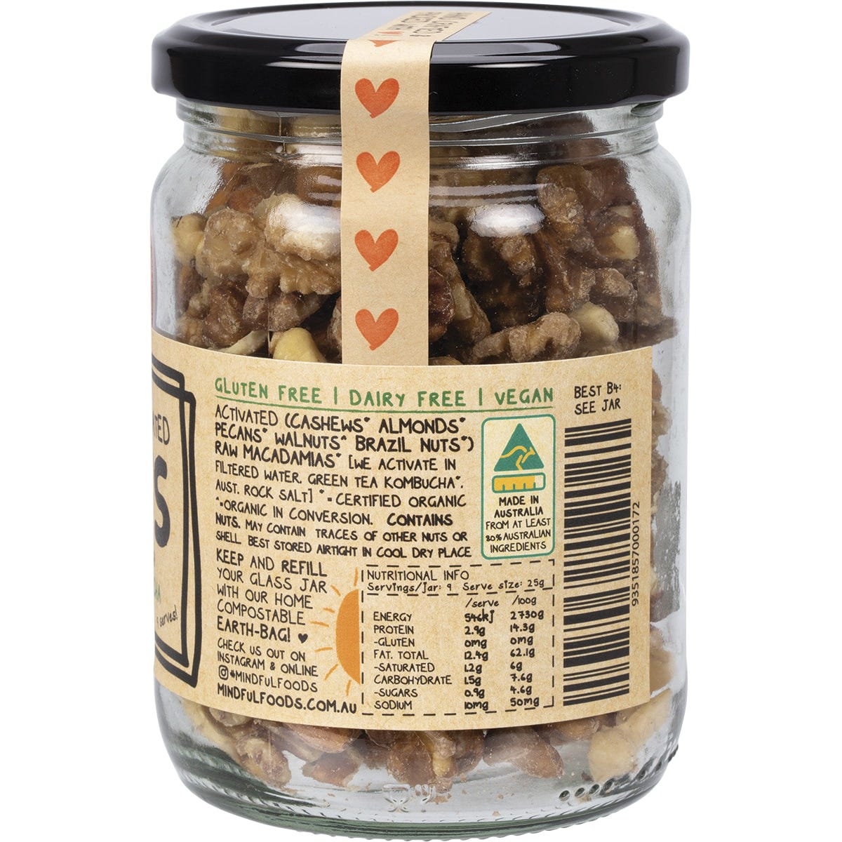 Mindful Foods Mixed Nuts Organic & Activated 225g