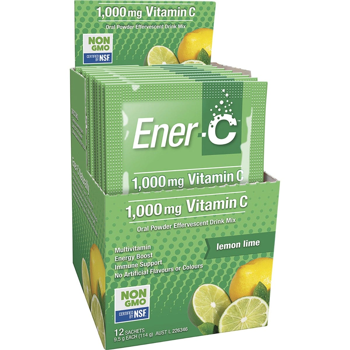 Martin & Pleasance Ener-C 1000mg Vitamin C Drink Mix Lemon Lime Sachets 12pk