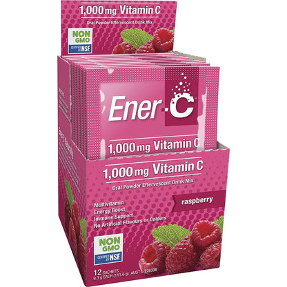 Martin & Pleasance Ener-C 1000mg Vitamin C Drink Mix Raspberry Sachets 12pk