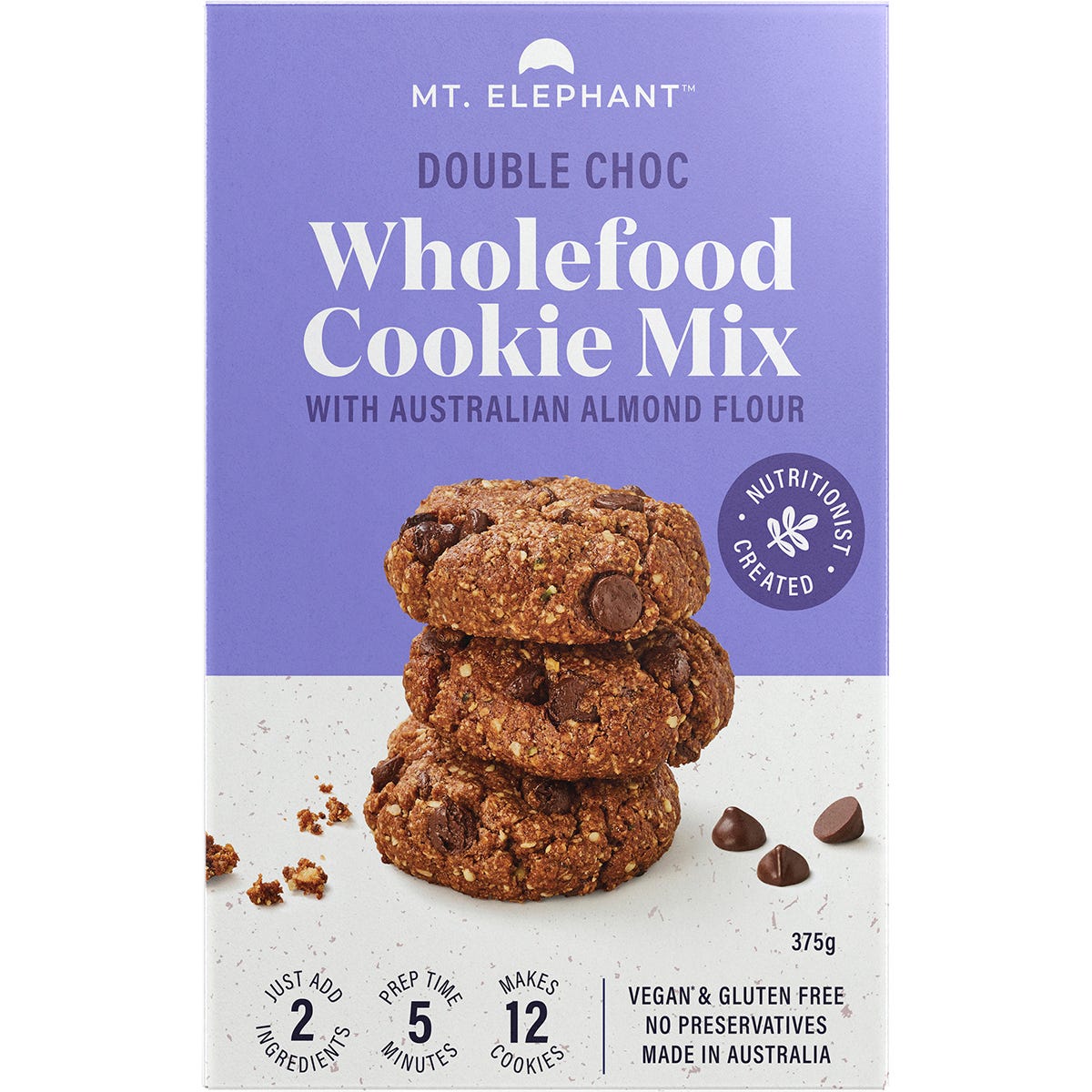 Mt. Elephant Wholefood Cookie Mix Double Choc 5x375g