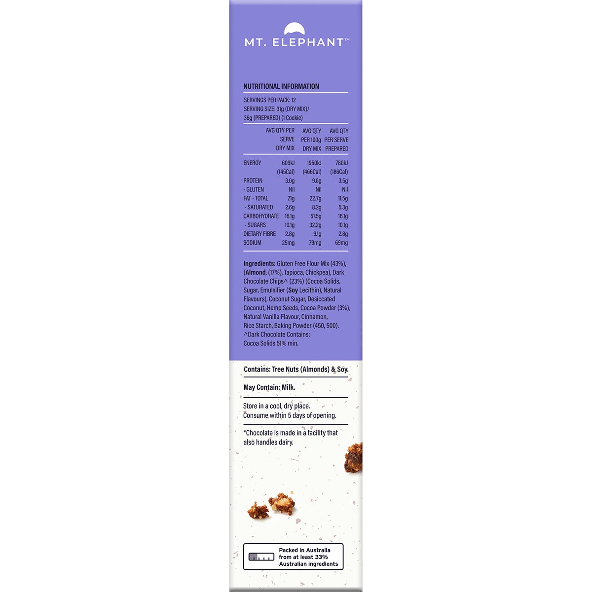 Mt. Elephant Wholefood Cookie Mix Double Choc 5x375g