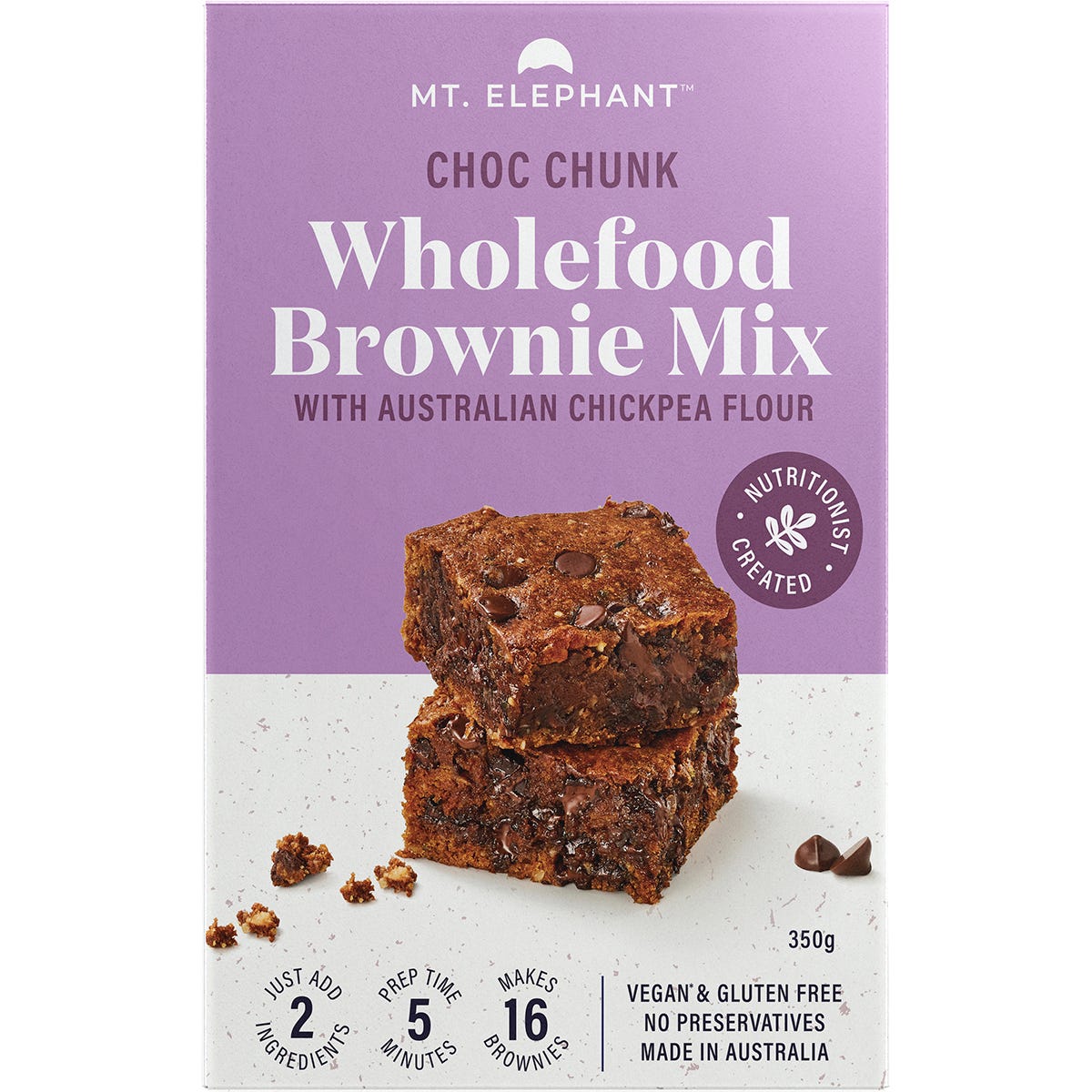 Mt. Elephant Wholefood Brownie Mix Choc Chunk 5x350g