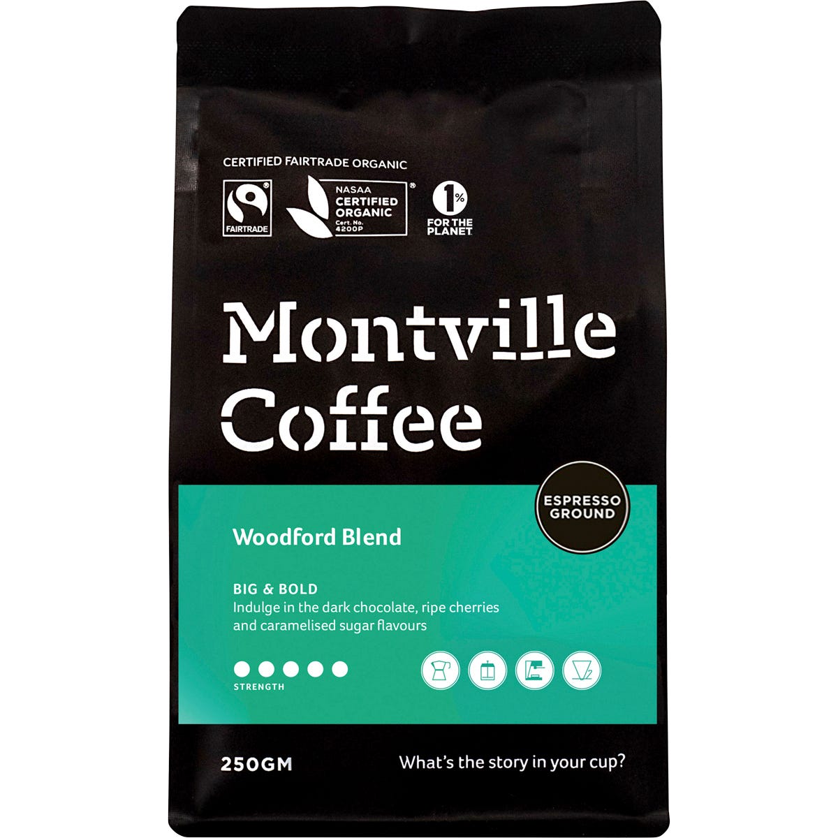 Montville Coffee Coffee Ground Espresso Woodford Blend 250g