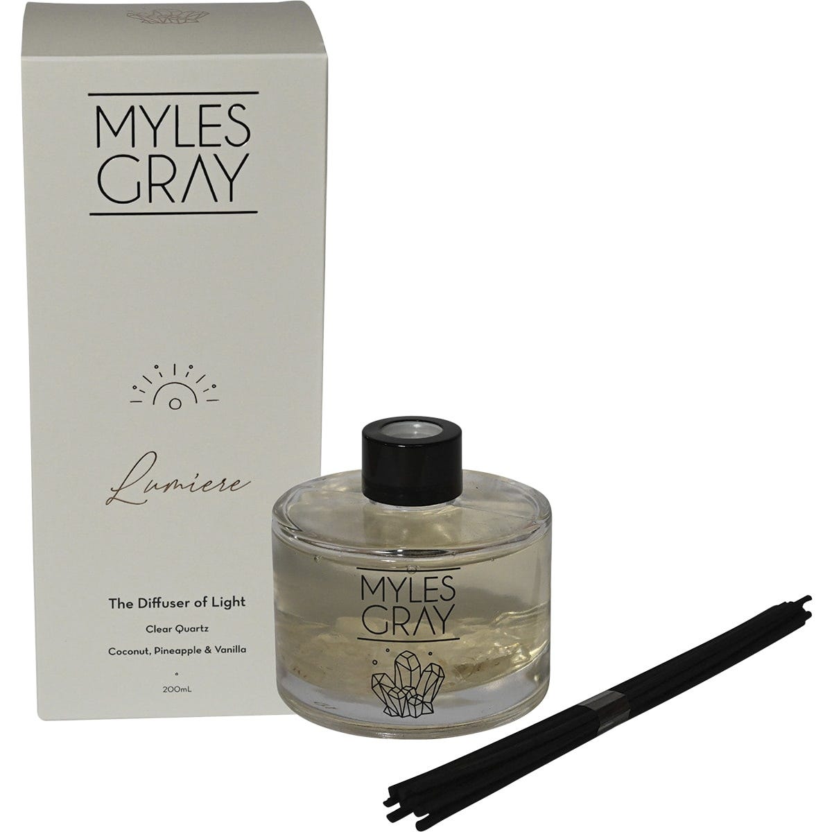 Myles Gray Crystal Infused Reed Diffuser Coco, Pineapple, Vanilla 200ml