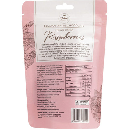 Naked Chocolate Co Freeze Dried Raspberries White Chocolate 100g