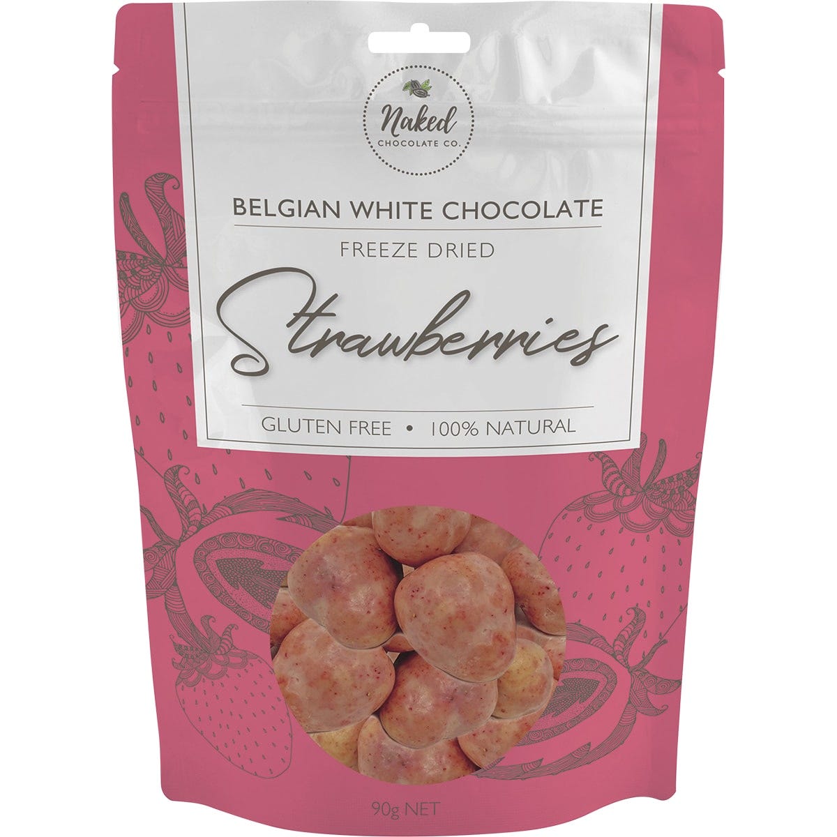 Naked Chocolate Co Freeze Dried Strawberries White Chocolate 90g