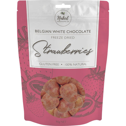 Naked Chocolate Co Freeze Dried Strawberries White Chocolate 90g