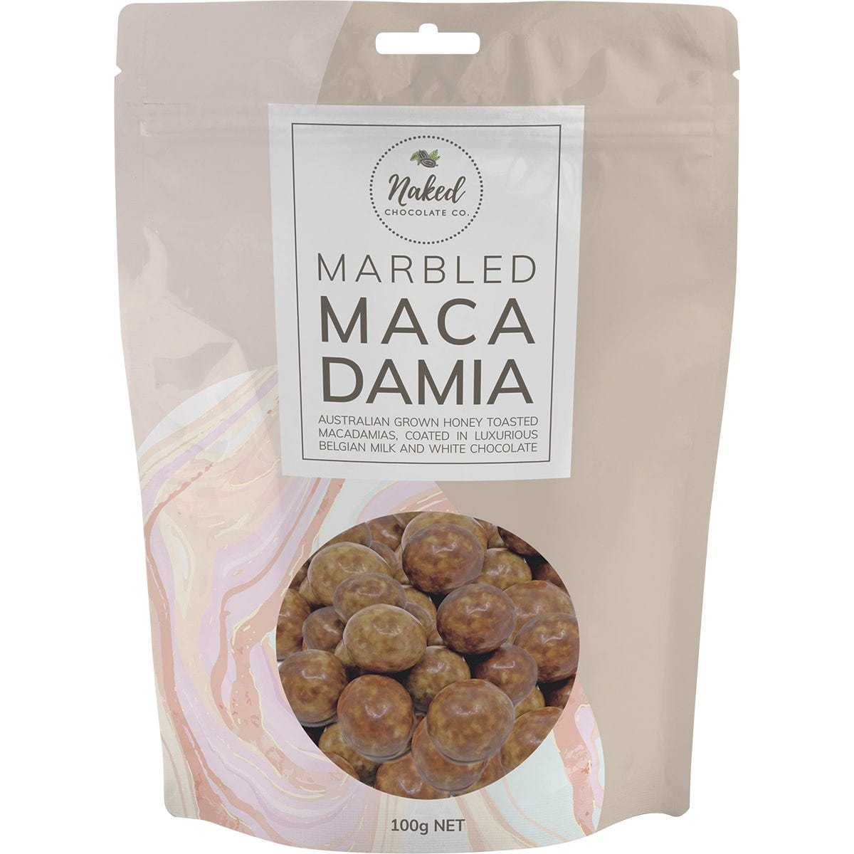 Naked Chocolate Co Marbled Macadamia Milk and White Chocolate 100g