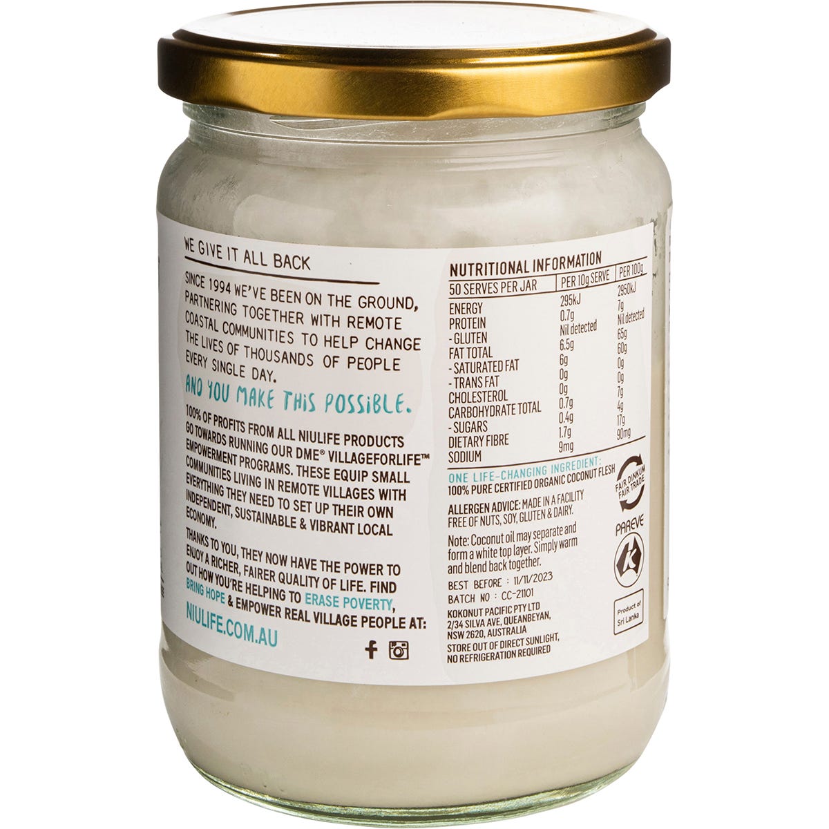 Niulife Coconut Butter 6x500g