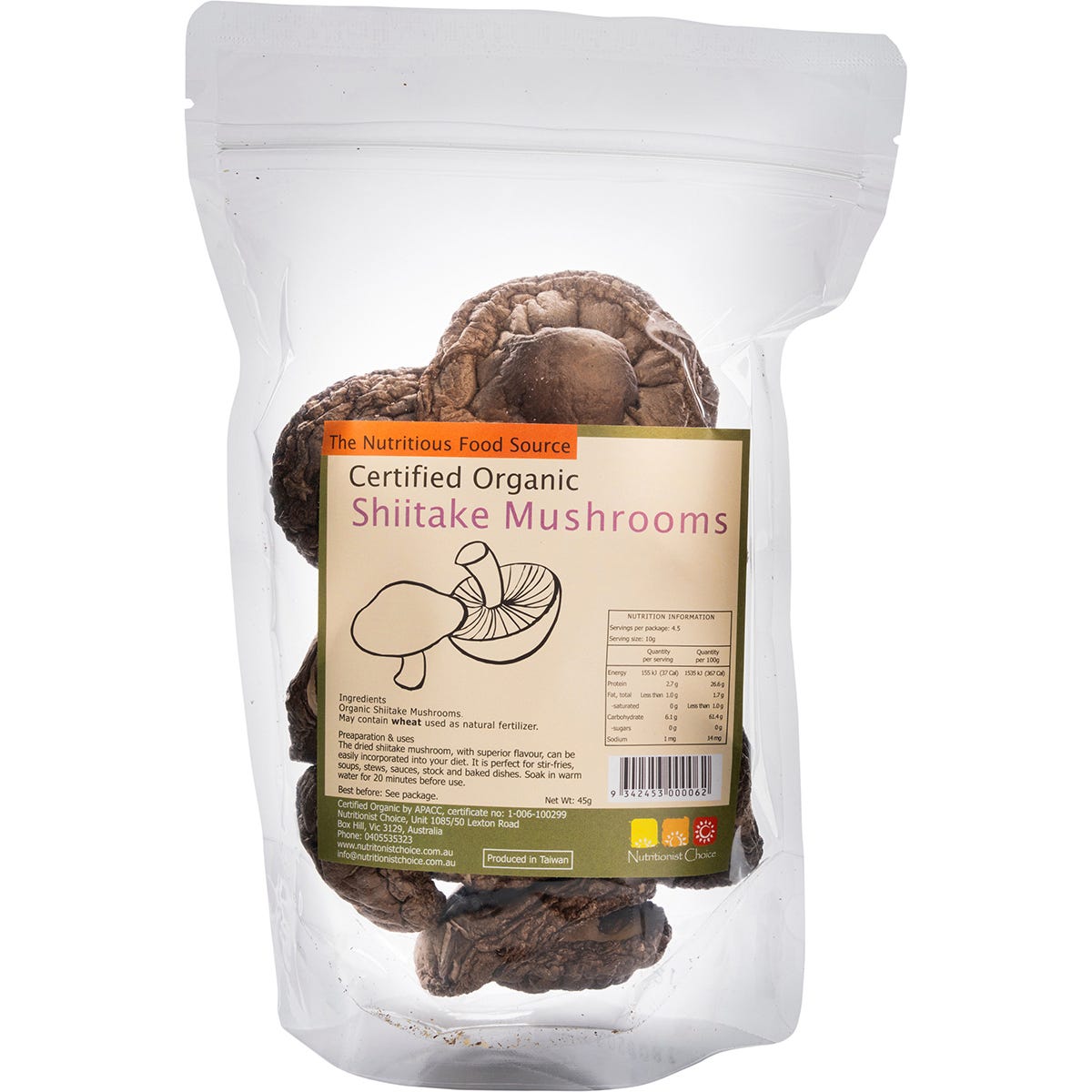 Nutritionist Choice Shiitake Mushrooms 45g