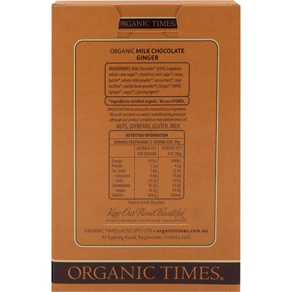 Organic Times Milk Chocolate Ginger 150g