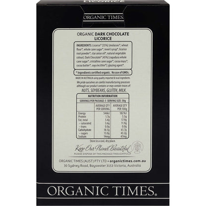 Organic Times Dark Chocolate Licorice 150g