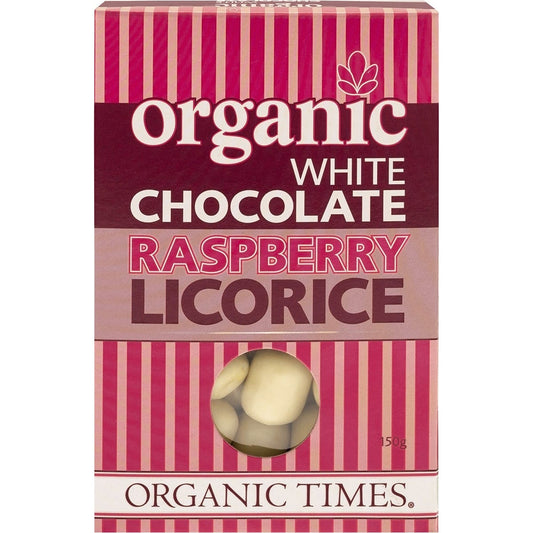 Organic Times White Chocolate Raspberry Licorice 150g