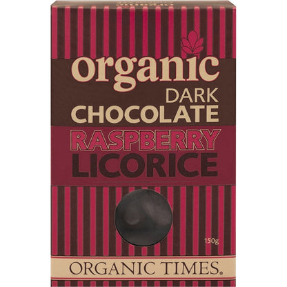 Organic Times Dark Chocolate Raspberry Licorice 150g