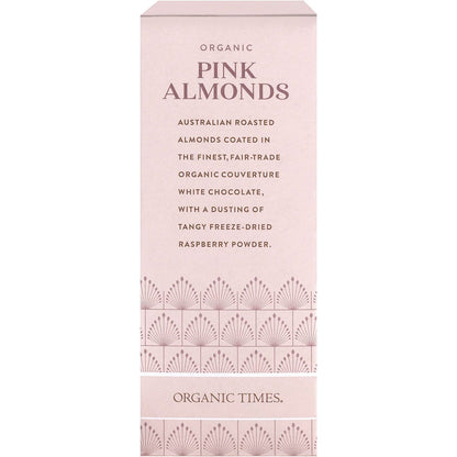 Organic Times Pink Raspberry Dusted White Choc Almonds 130g