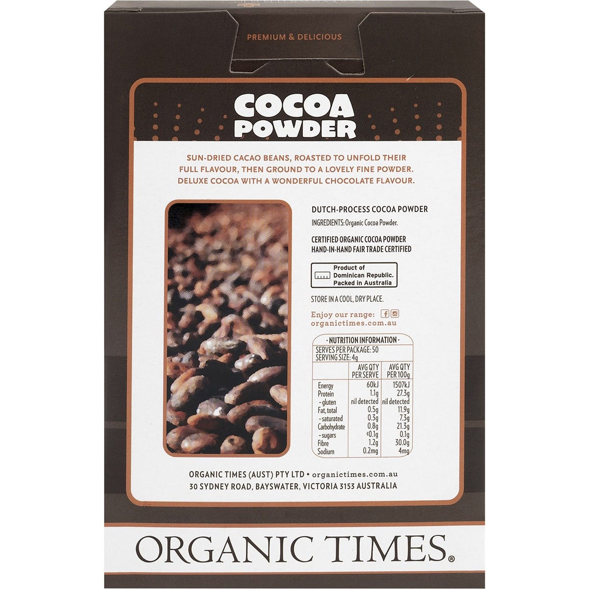 Organic Times Cocoa Powder 200g