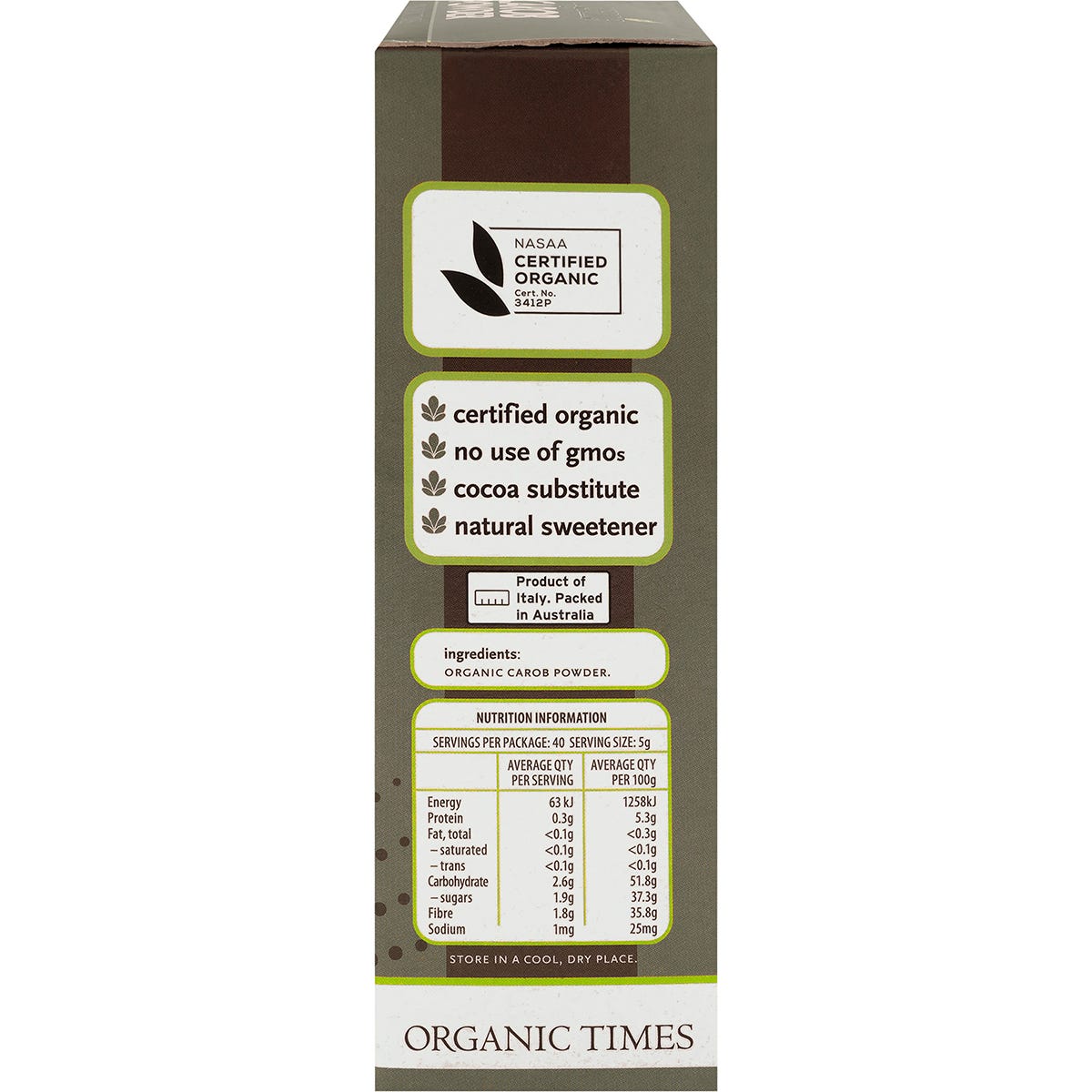 Organic Times Carob Powder 200g