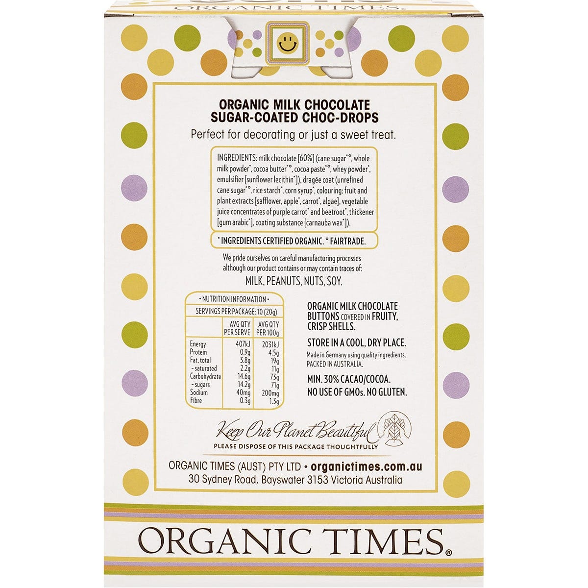 Organic Times Chocolate Little Gems 200g