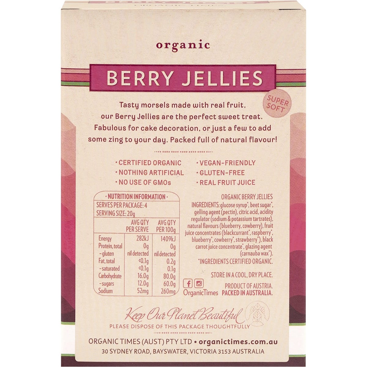 Organic Times Berry Jellies 80g