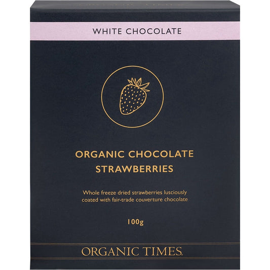 Organic Times White Chocolate Strawberries 100g