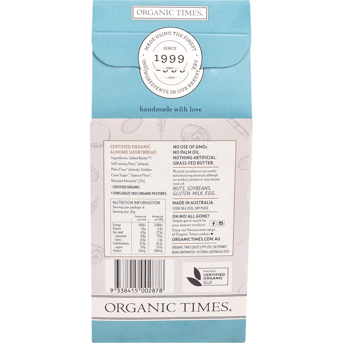 Organic Times Cookies Almond Shortbread 150g