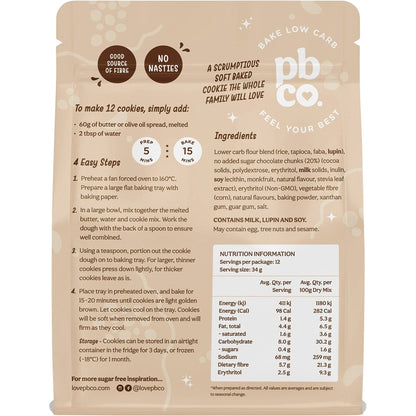 PBco Chunky Choc Chip Cookie Mix No Sugar Added 320g