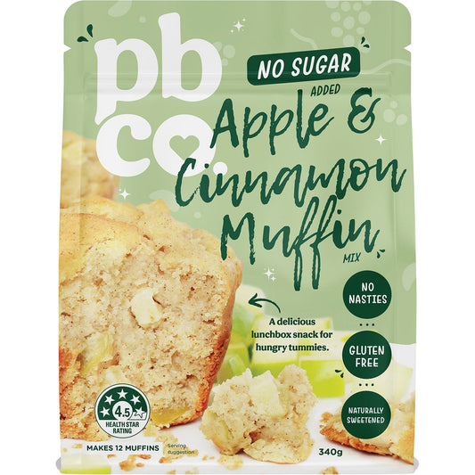 PBco Apple Cinnamon Muffin Mix No Sugar Added 340g