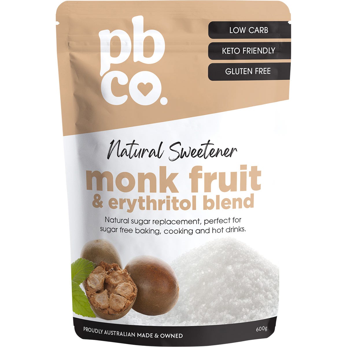 PBco Monk Fruit & Erythritol Blend Natural Sweetener 600g