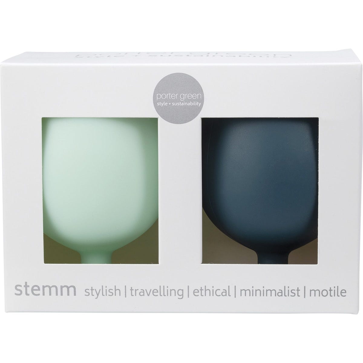 Porter Green Stemm Silicone Wine Glass Set Adrossan 2x250ml