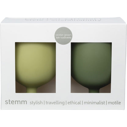 Porter Green Stemm Silicone Wine Glass Set Stirling 2x250ml