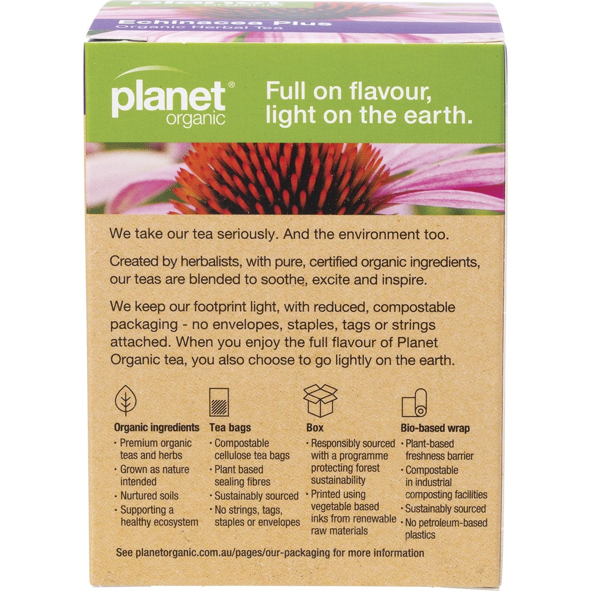 Planet Organic Herbal Tea Bags Echinacea Plus 25pk