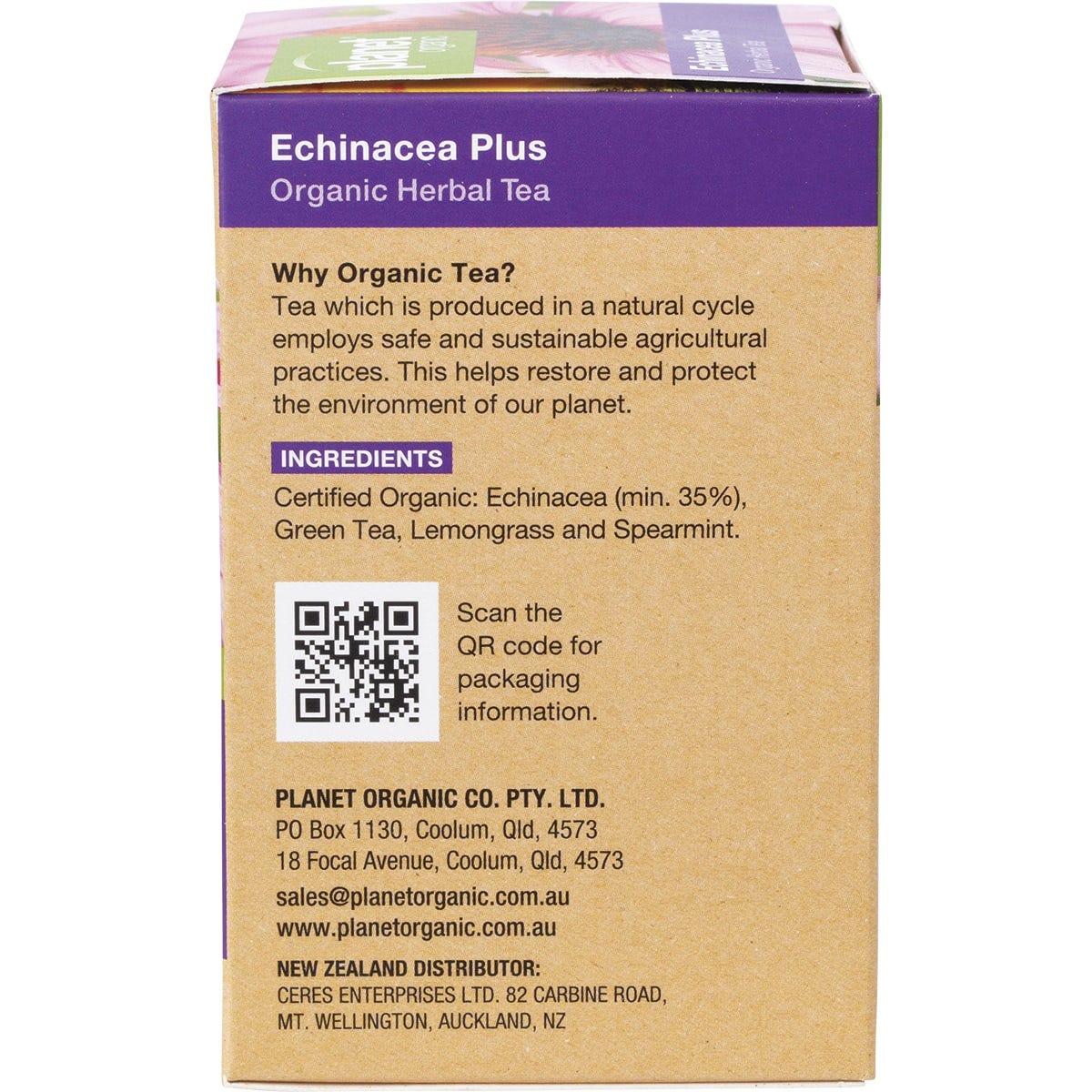 Planet Organic Herbal Tea Bags Echinacea Plus 25pk