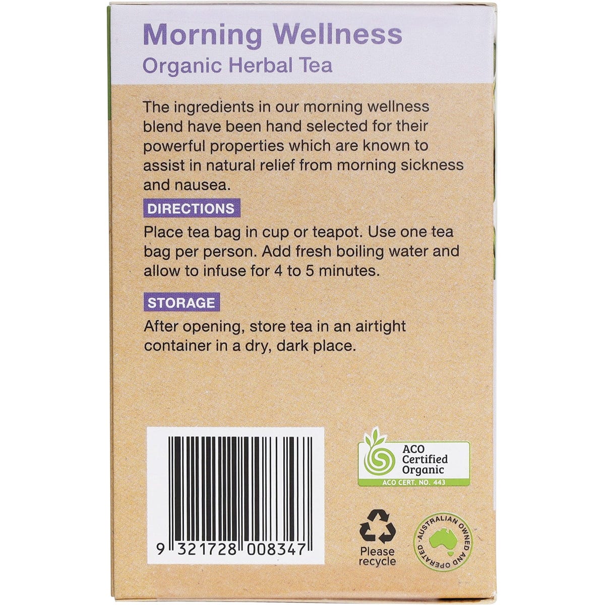 Planet Organic Herbal Tea Bags New Mother's Morning Wellness 25pk