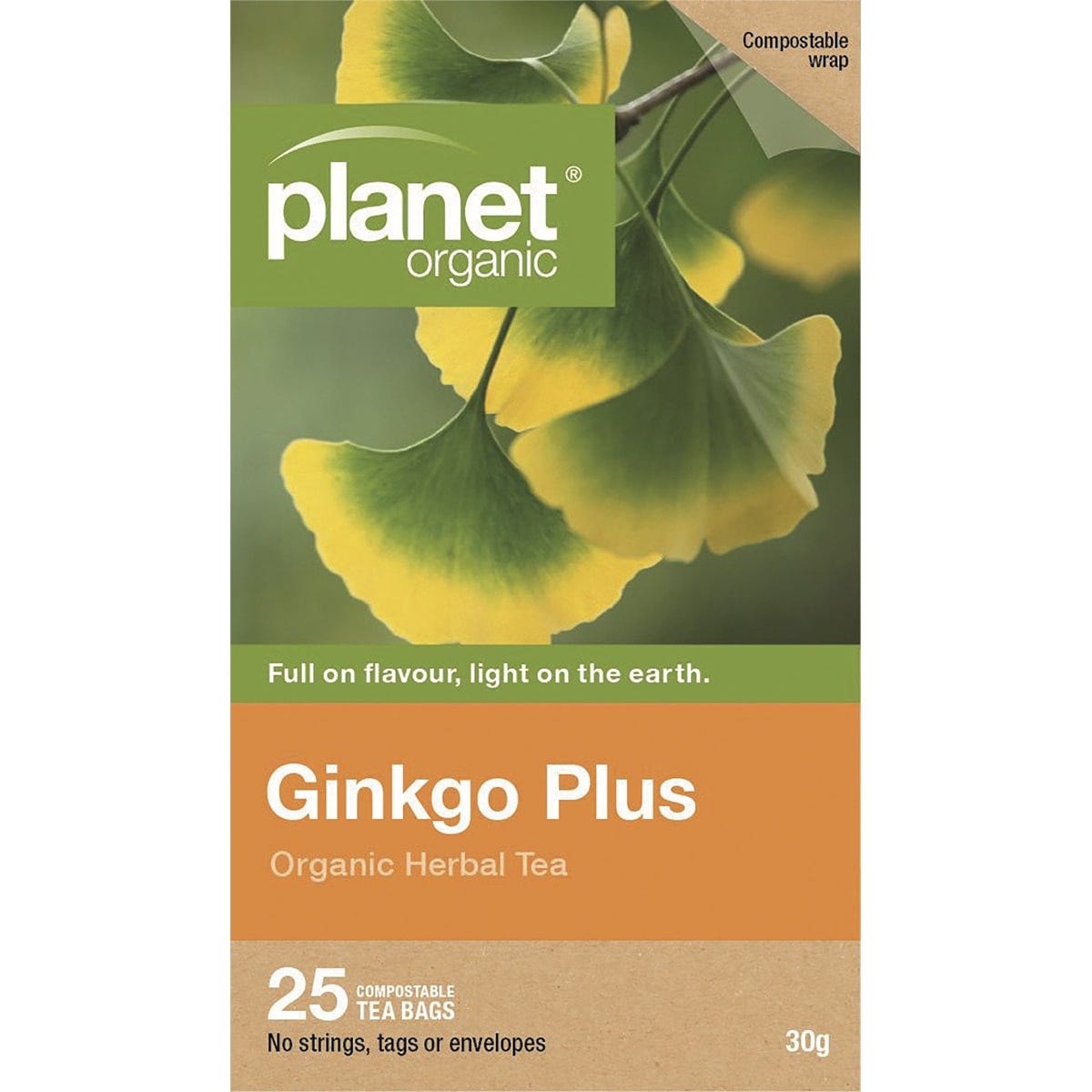 Planet Organic Herbal Tea Bags Ginkgo Plus with Green Tea 25pk