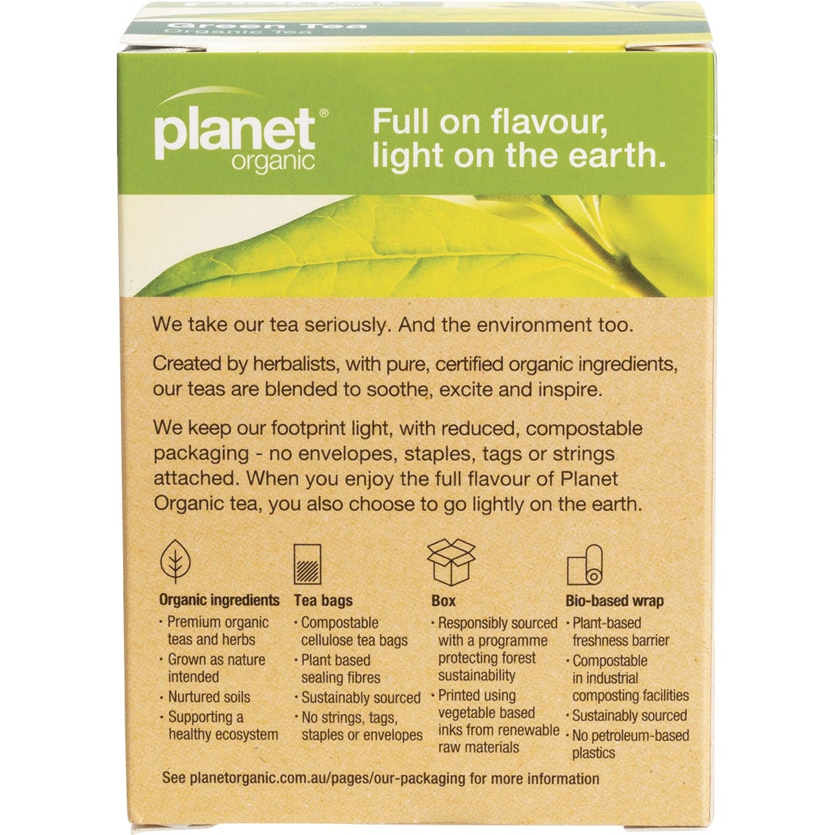 Planet Organic Herbal Tea Bags Green Tea 25pk