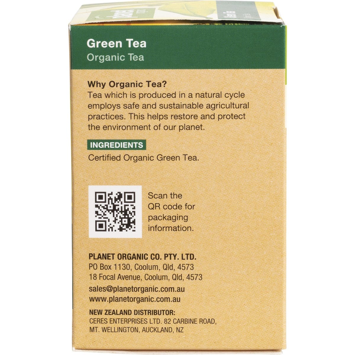 Planet Organic Herbal Tea Bags Green Tea 25pk