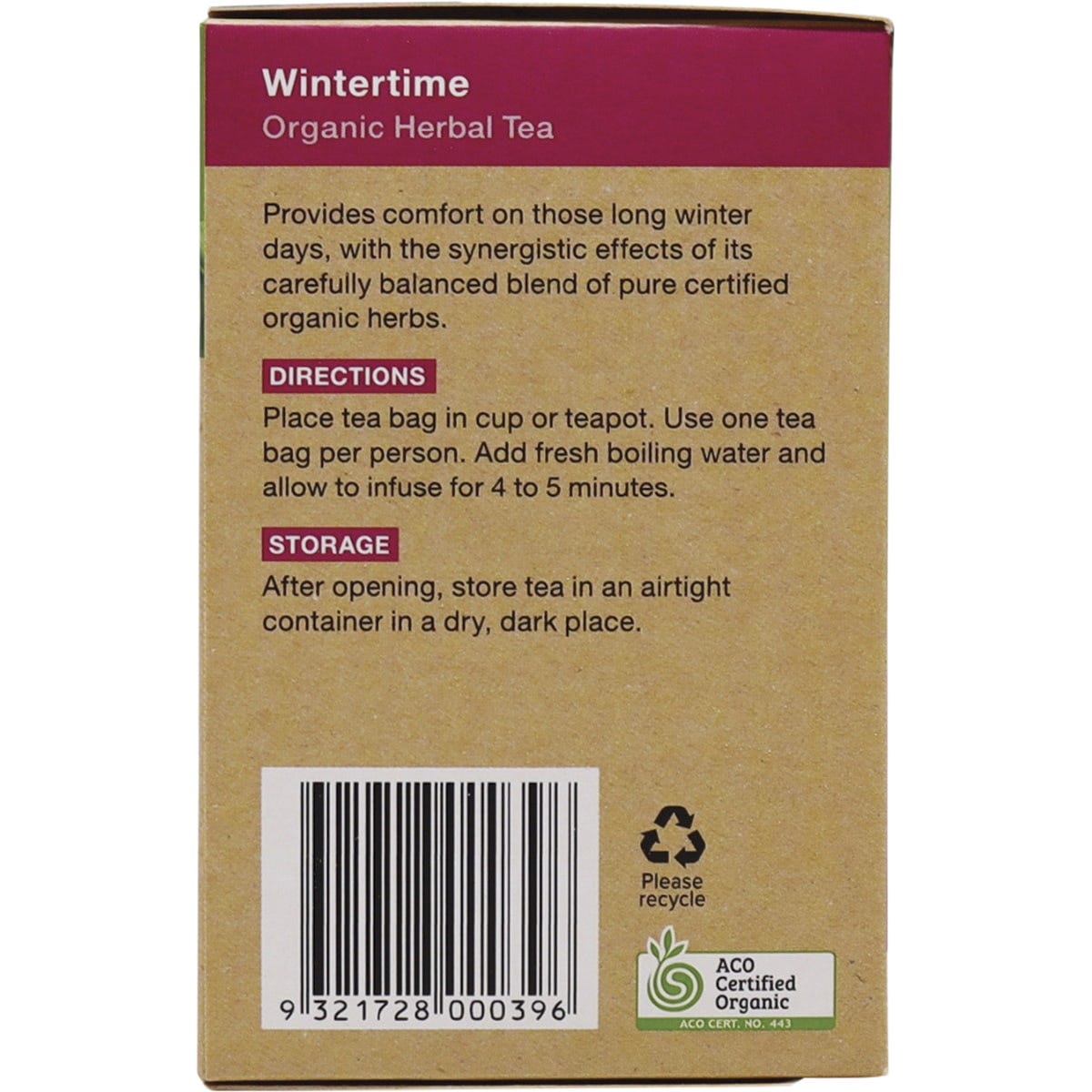 Planet Organic Herbal Tea Bags Wintertime 25 bags