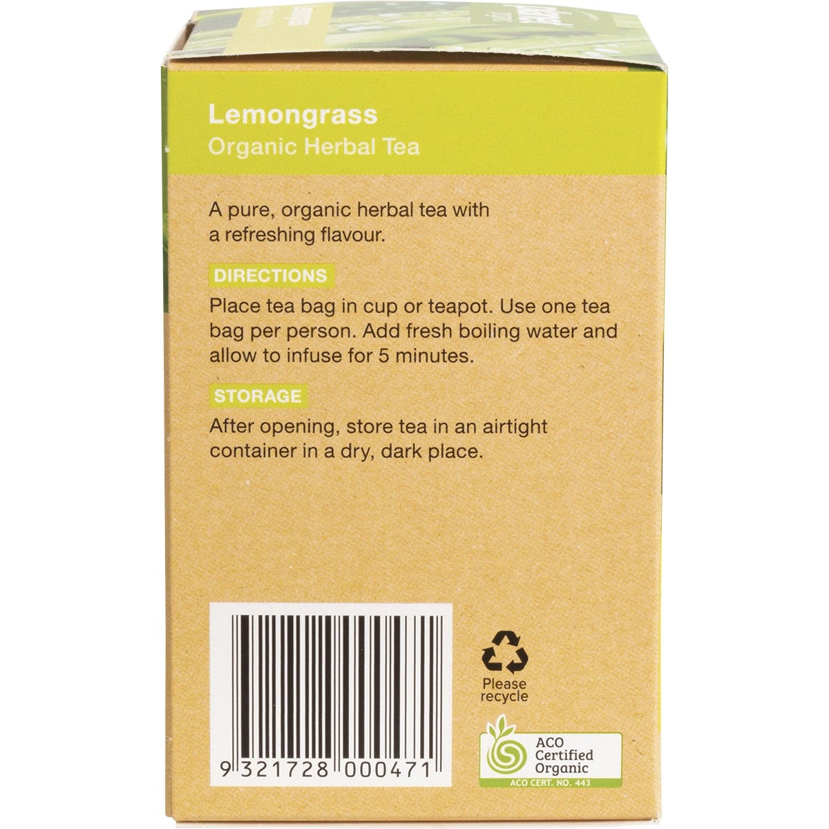 Planet Organic Herbal Tea Bags Lemongrass 25pk