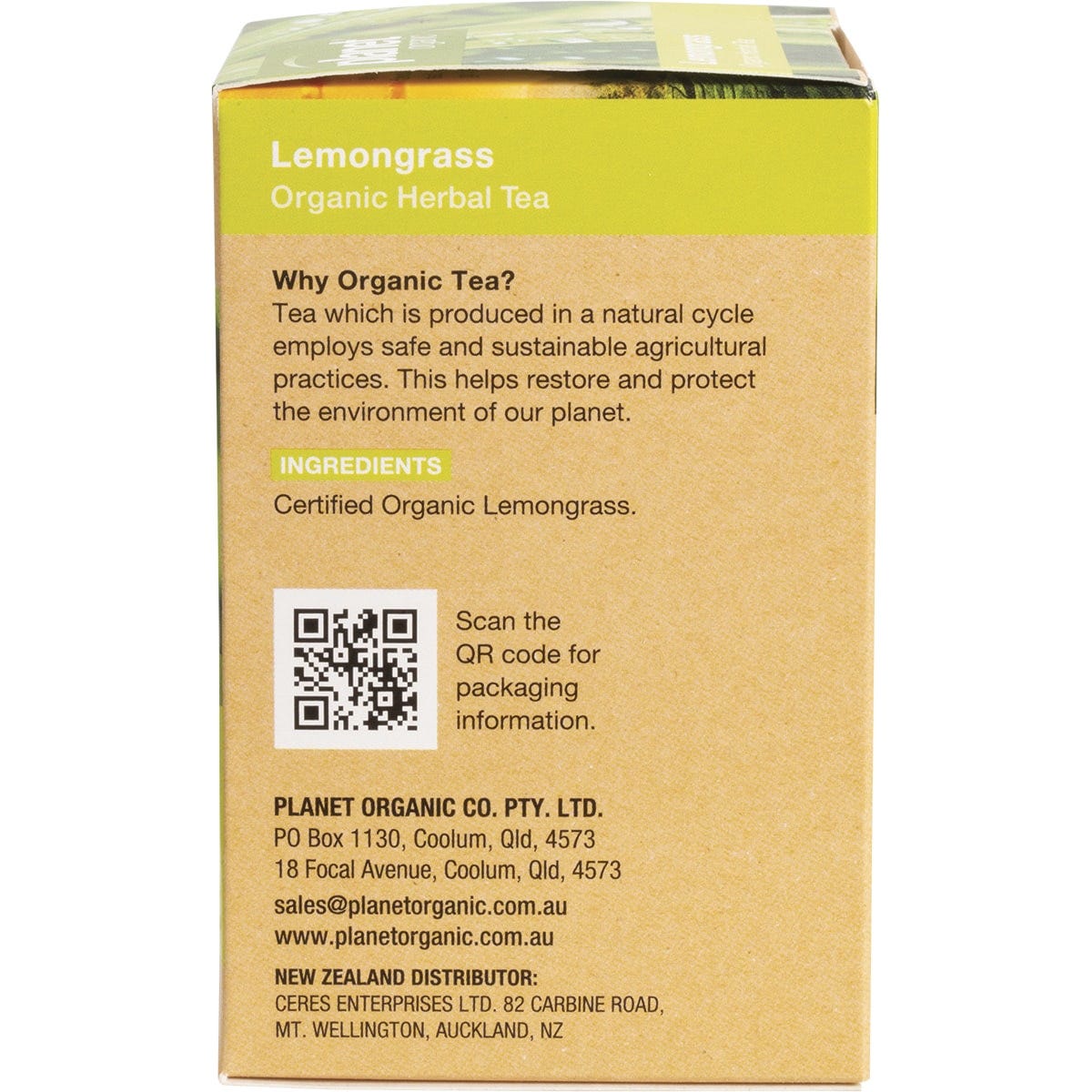 Planet Organic Herbal Tea Bags Lemongrass 25pk