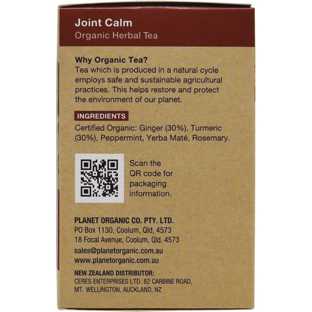 Planet Organic Herbal Tea Bags Joint Calm 25pk