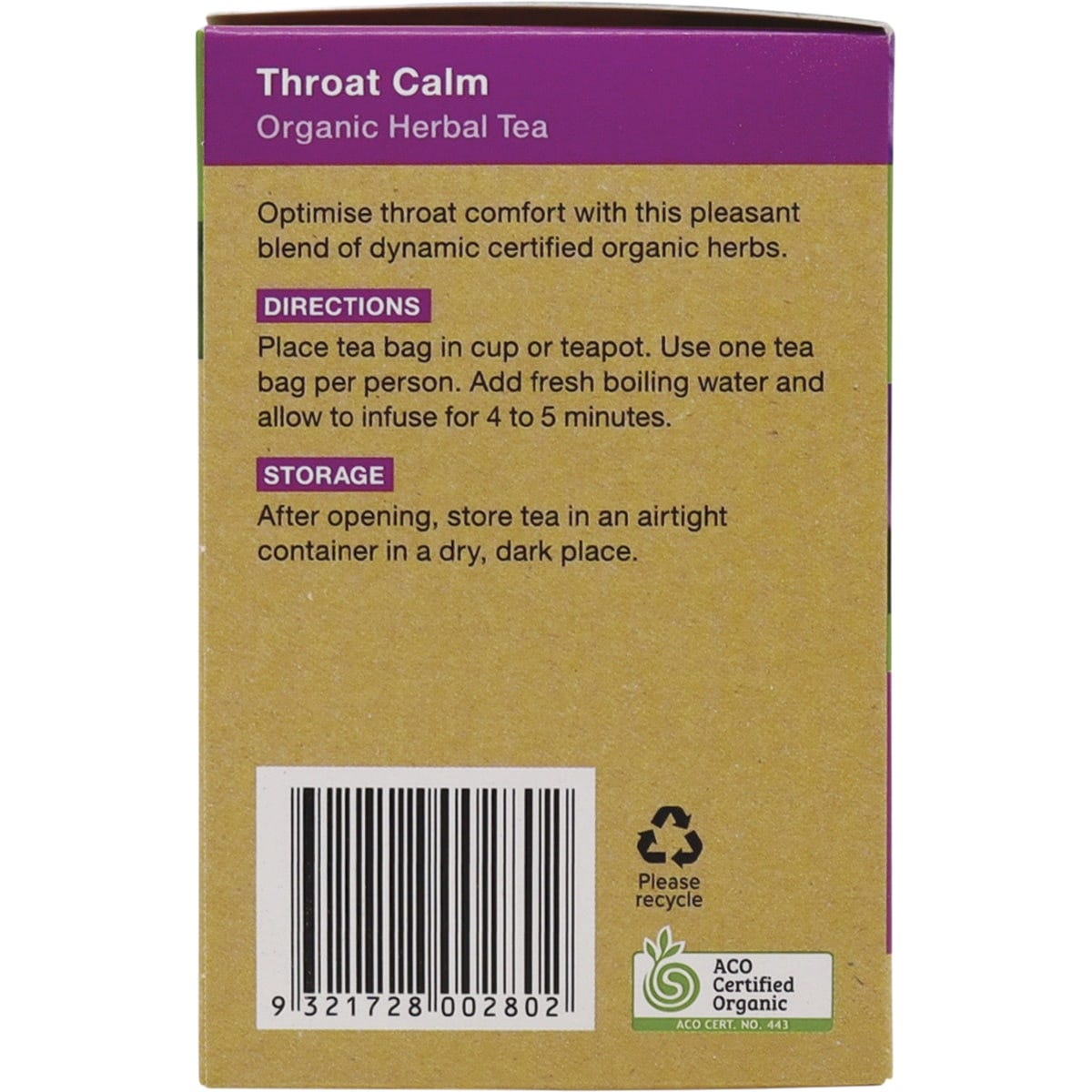 Planet Organic Herbal Tea Bags Throat Calm 25pk