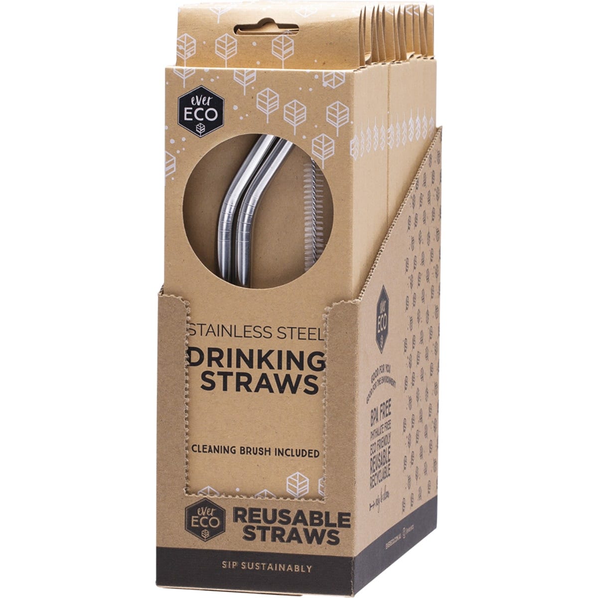 Ever Eco Stainless Steel Straws Bent 2pk